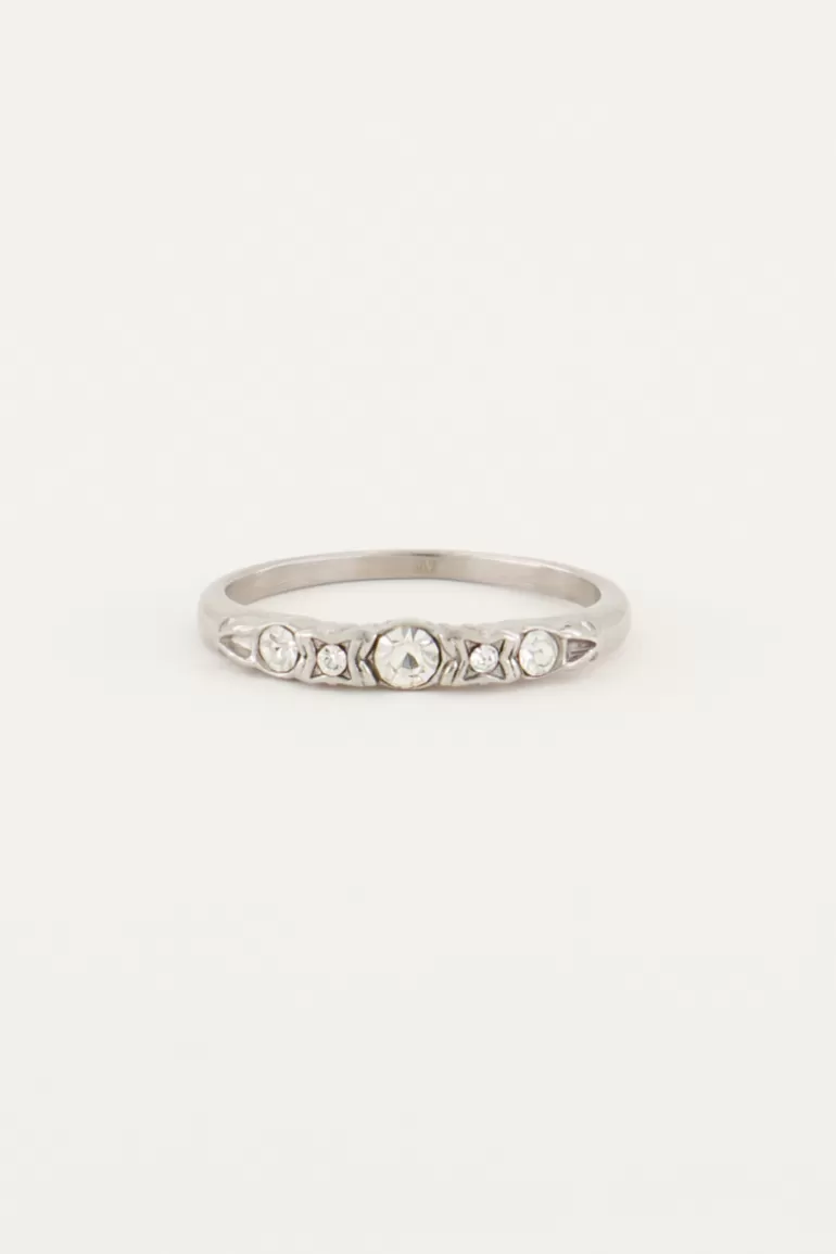 My Jewellery Bague Classique Vintage Avec Cristal- Bagues De Fiançailles | Bagues Superposables