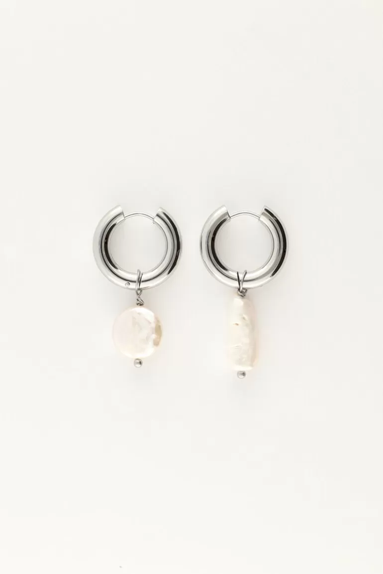 My Jewellery Boucles D’oreille Créoles Ornées De Deux Perles Différentes- Créoles
