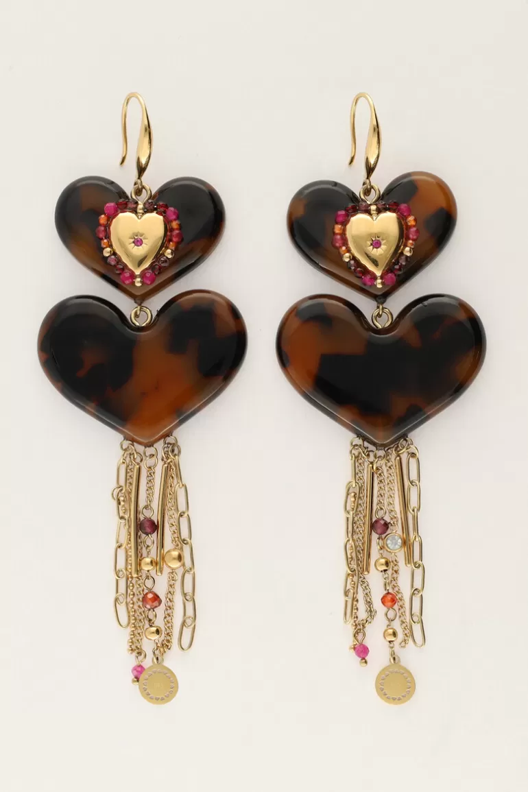 My Jewellery Boucles D'oreilles Avec Cœurs Et Cordons Imprimés Léopard- Boucles D'Oreilles Longues | Boucles D'Oreilles De Soirée