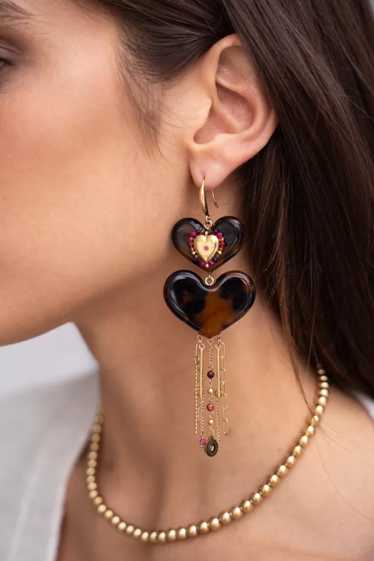 My Jewellery Boucles D'oreilles Avec Cœurs Et Cordons Imprimés Léopard- Boucles D'Oreilles Longues | Boucles D'Oreilles De Soirée