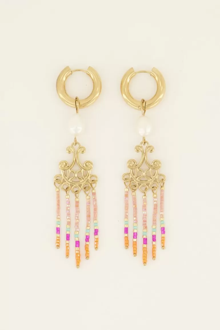 My Jewellery Boucles D’oreilles Perle Blanche Et Perles Colorées- Bijoux De Perles | Boucles D'Oreilles À Perles