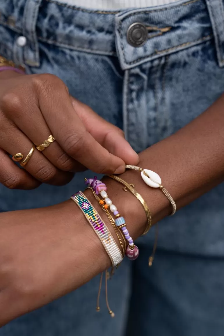 My Jewellery Bracelet Art En Cordon Doré Avec Coquillage- Bracelets Avec Charms