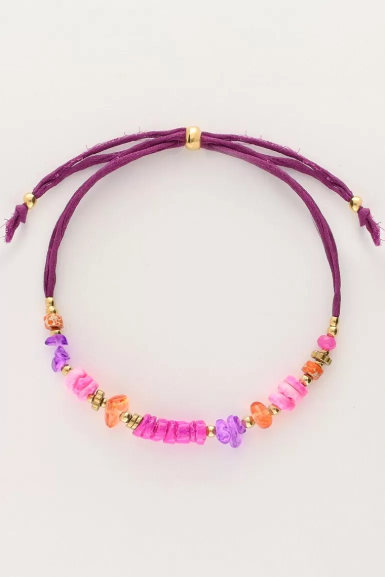 My Jewellery Bracelet Art En Cordon Violet Avec Perles Roses- Bracelets Tendance | Bracelets De Perles