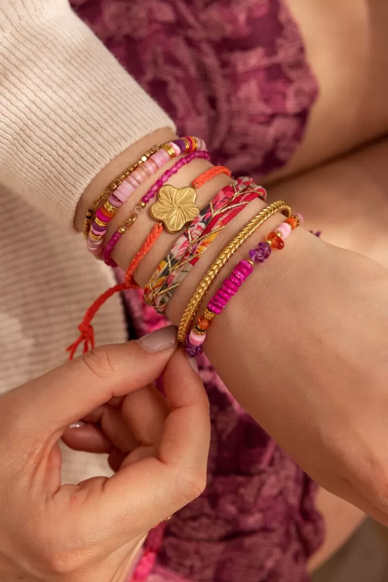 My Jewellery Bracelet Art En Cordon Violet Avec Perles Roses- Bracelets Tendance | Bracelets De Perles