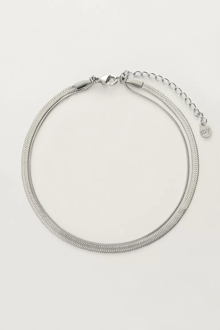 My Jewellery Bracelet De Cheville Minimaliste à Double Lien- Chaînes De Cheville