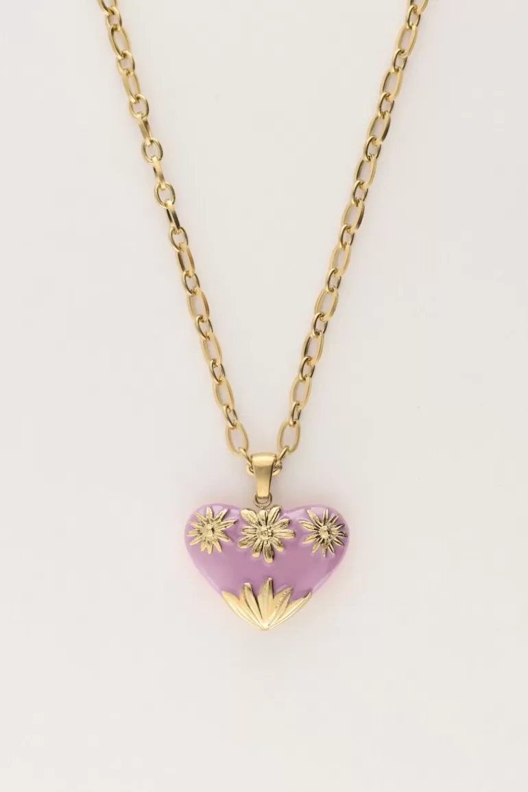 My Jewellery Chaîne à Maillons Art Vintage Avec Cœur Lilas- Colliers 45 Cm | Colliers Chaîne
