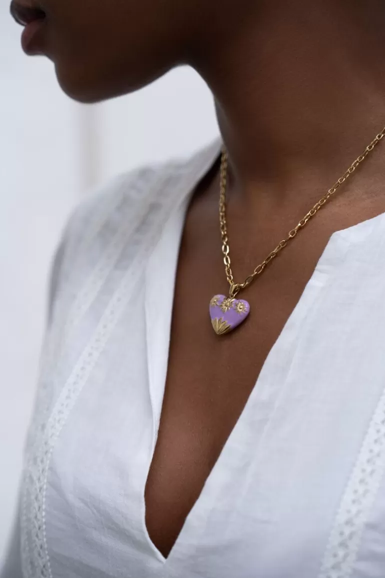 My Jewellery Chaîne à Maillons Art Vintage Avec Cœur Lilas- Colliers 45 Cm | Colliers Chaîne