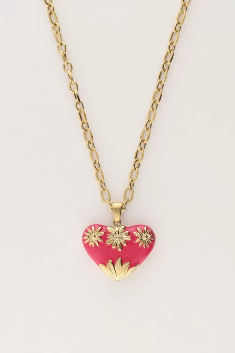 My Jewellery Chaîne à Maillons Art Vintage Avec Cœur Rose- Colliers 45 Cm | Colliers Chaîne