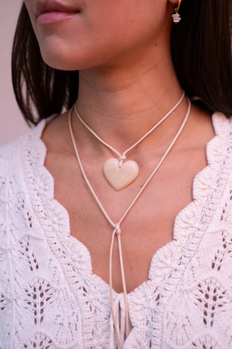 My Jewellery Collier Océan En Corde Avec Coeur Beige- Colliers Ras De Cou | Sautoirs
