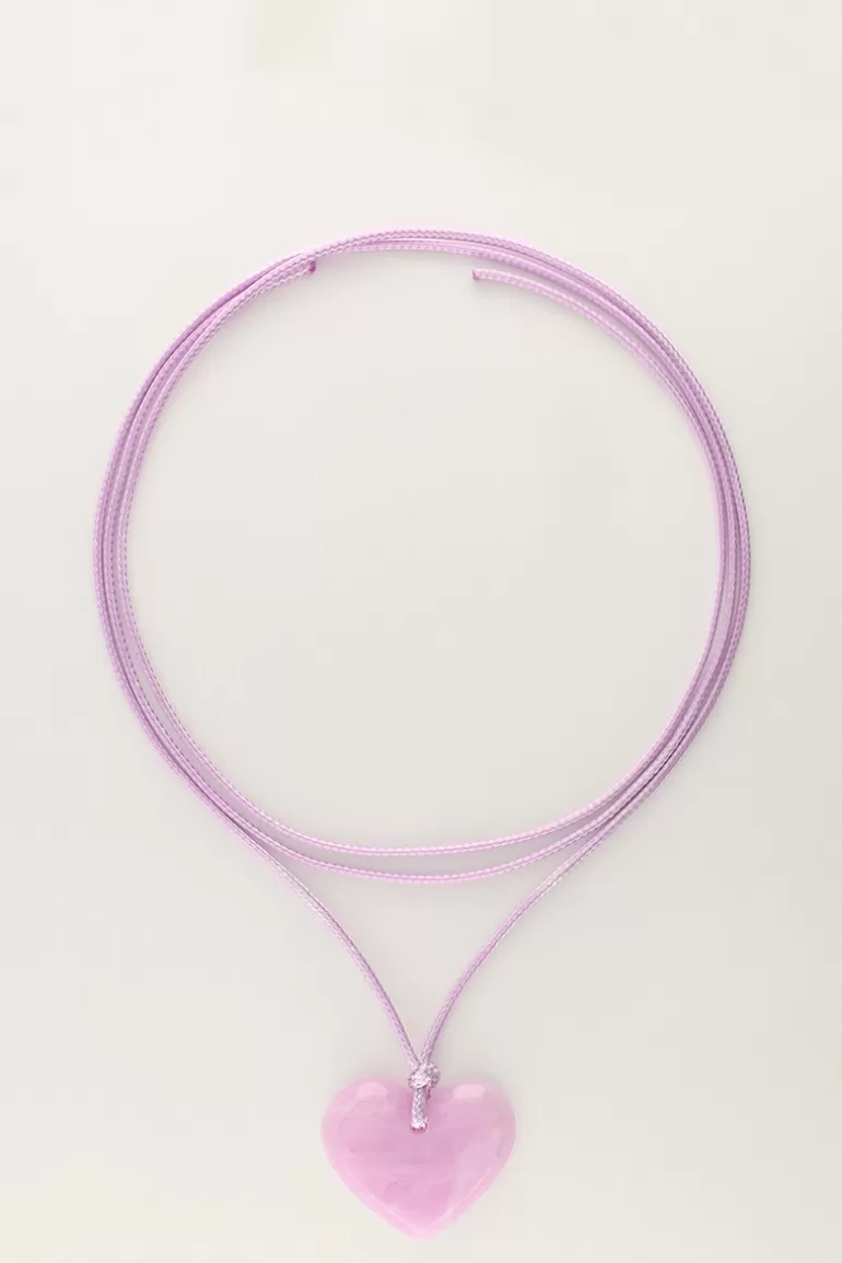 My Jewellery Collier Océan En Corde Avec Coeur Lilas- Colliers Ras De Cou | Sautoirs
