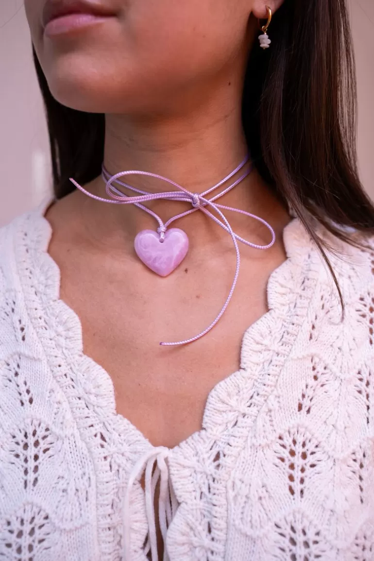 My Jewellery Collier Océan En Corde Avec Coeur Lilas- Colliers Ras De Cou | Sautoirs