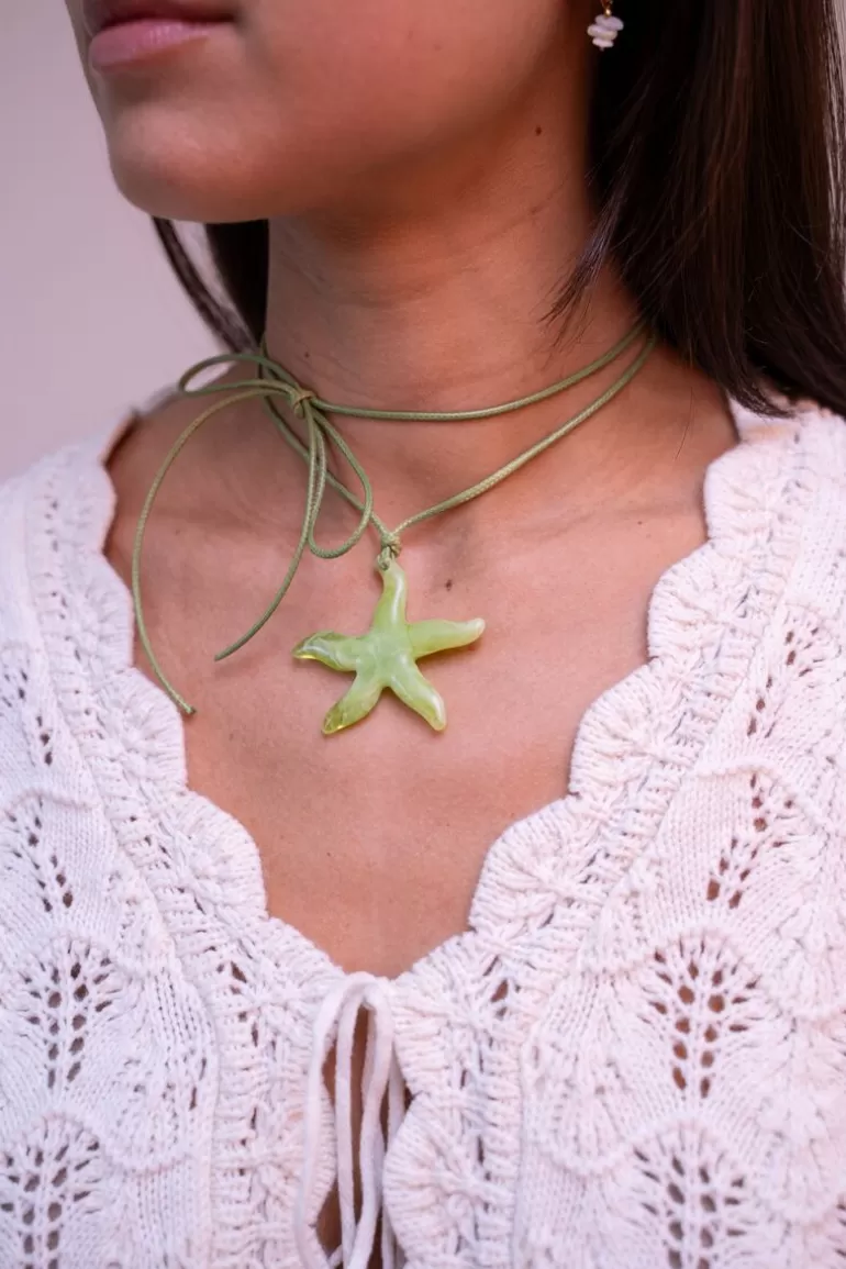 My Jewellery Collier Océan En Corde Avec étoile De Mer Verte- Colliers Ras De Cou | Sautoirs